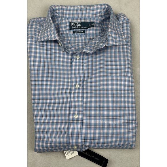 NWT Polo Ralph Lauren Westerton Blue Plaid Check Long Sleeve Shirt Size 2XL - Picture 1 of 8